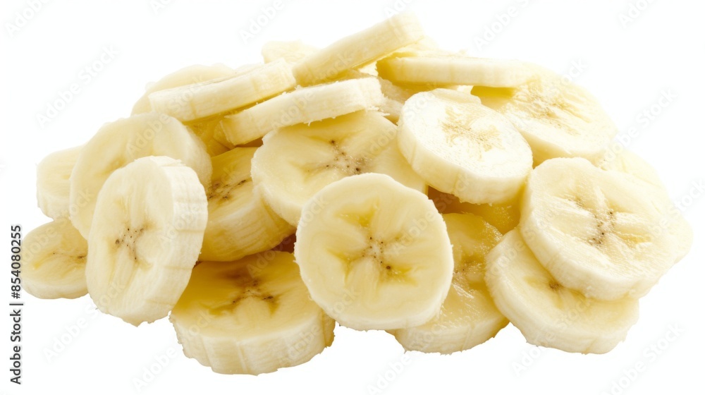 Banana slices isolated on white with clipping path