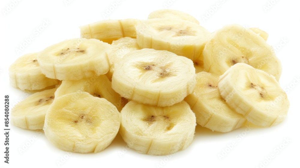 Banana slices isolated on white with clipping path Banana slices isolated on white with clipping path