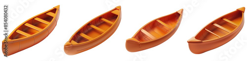 Set of Canoe isolated on transparent png background illustration. Generative ai