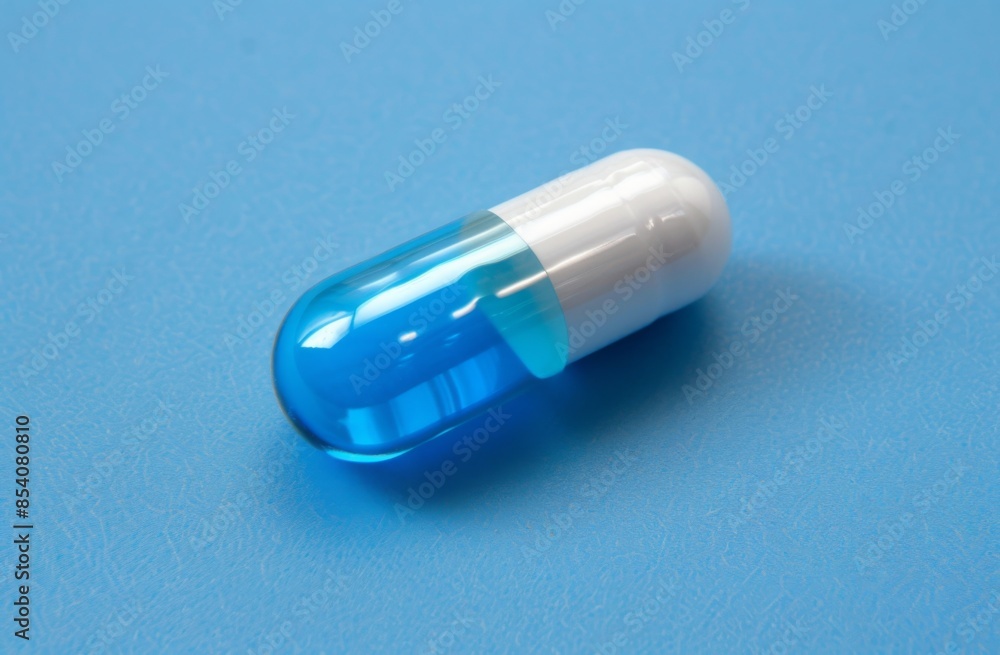 Blue and white capsule pills simple style, simple design, blue and white pills forming the light background, against a clean backdrop to emphasize their significance in medicine Blue and white capsule pills simple style, simple design, blue and white pills forming the light background, against a clean backdrop to emphasize their significance in medicine