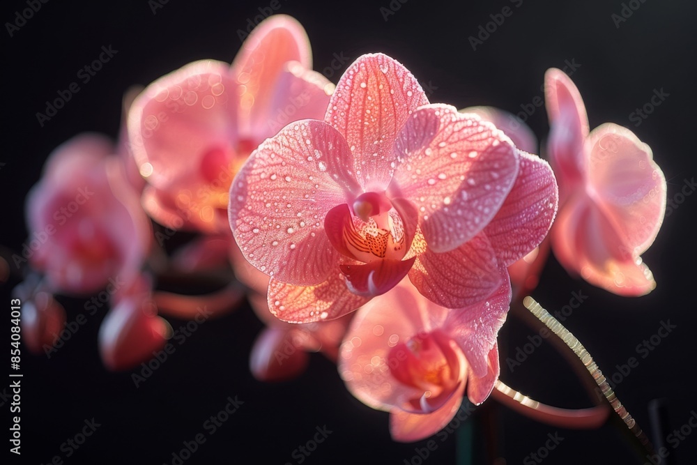 Delicate Pink Orchids with Dew Drops Delicate Pink Orchids with Dew Drops