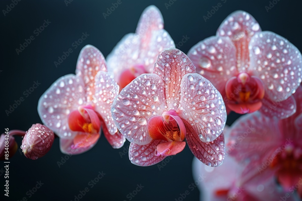 Pink Orchid Blossom Covered in Dew Drops Pink Orchid Blossom Covered in Dew Drops