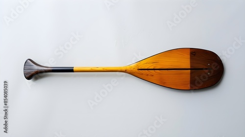 Wooden Canoe Paddle Isolated White Background Watercraft Rowing photo