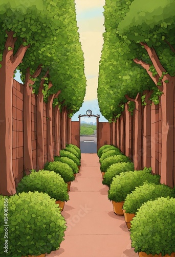 tree in a gardenHedge cartoon photo