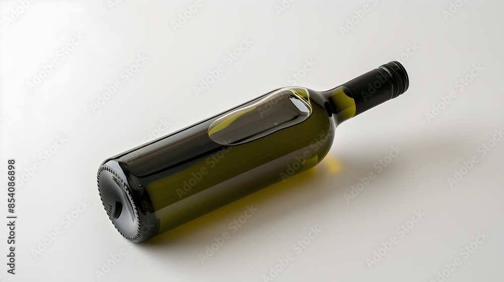 Green Glass Wine Bottle Sealed Unlabeled Studio Lighting Reflection Green Glass Wine Bottle Sealed Unlabeled Studio Lighting Reflection