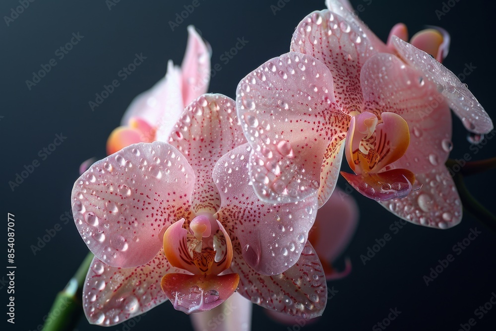 Pink Orchid Blossom with Dew Drops Pink Orchid Blossom with Dew Drops