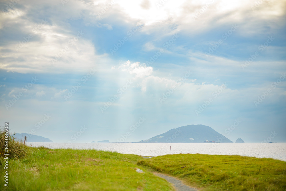 福岡県 志賀島から見る玄界島 福岡県 志賀島から見る玄界島