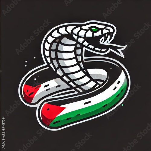 Snake logo with open mouth in various themes and colors photo