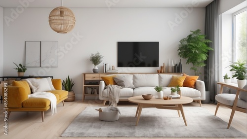 minimalist living room in a bright version