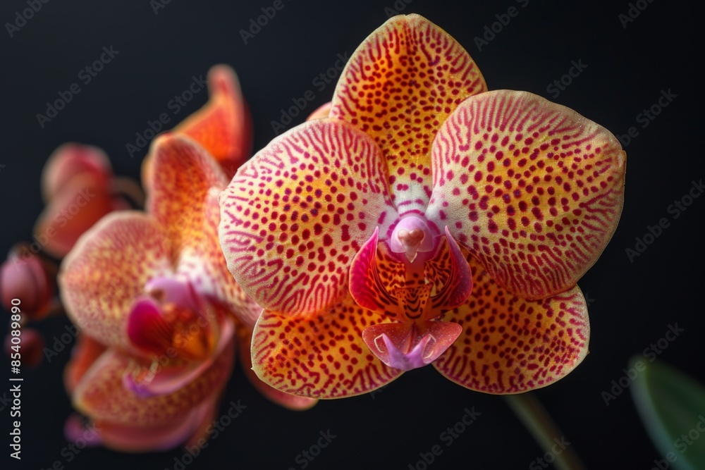 Close-Up of a Vibrant Red and Yellow Orchid Close-Up of a Vibrant Red and Yellow Orchid