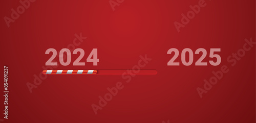 Conceptual vector illustration of year 2024 passing by and slowly reaching 2025. 