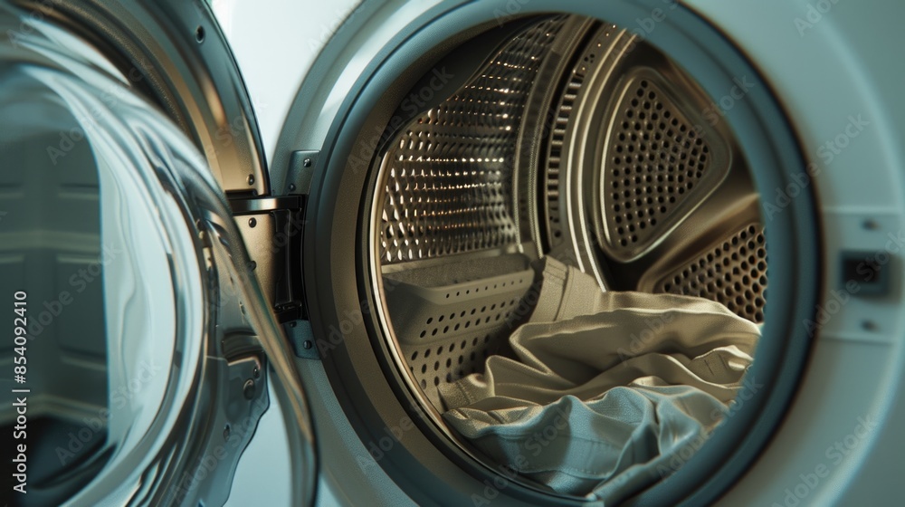 Close-up view of the inner workings of a washing machine Close-up view of the inner workings of a washing machine
