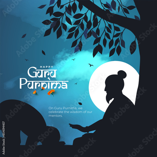 Happy Guru Purnima Vector Post Template Design Illustration
