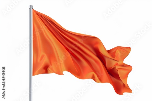 Flag icon, flagpole symbol, waving banner sign, wavy flag isolated on white with copy space for text