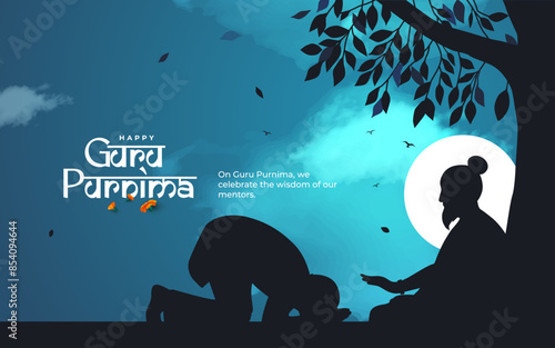 Happy Guru Purnima Typographic Vector Background Template Design Illustration