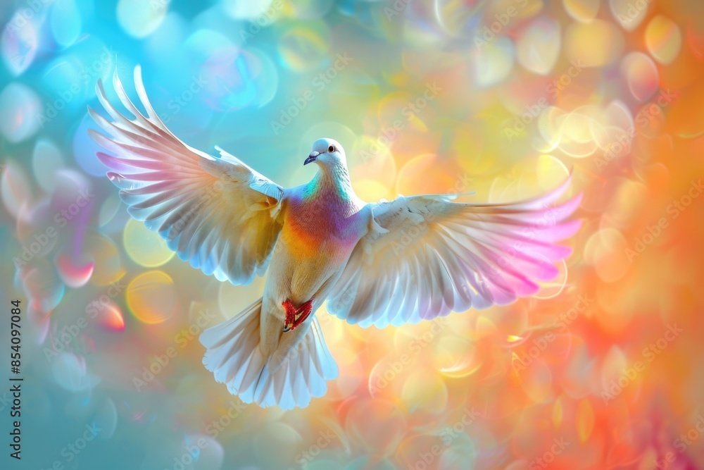 A white bird soaring through the air with its wings outstretched A white bird soaring through the air with its wings outstretched
