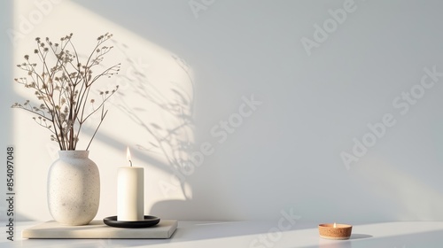 Wallpaper Mural earthy olive green only one candles and candlesticks minimalist style and terracotta natural silhouette minimalist pose clean white background in clean studio lighting product photography 32k Torontodigital.ca
