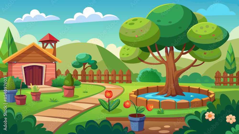 Fototapeta premium animation-landscape--garden