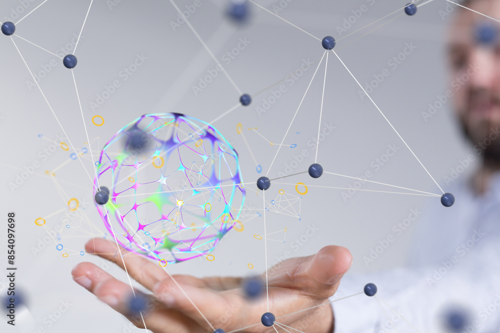 Abstract network of physical devices on the Internet using a network connection with statistics numbers 3d illustration Abstract network of physical devices on the Internet using a network connection with statistics numbers 3d illustration