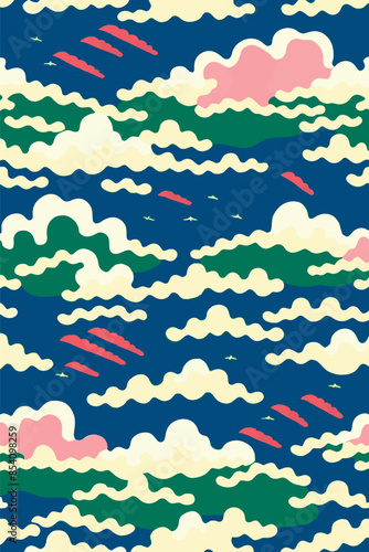 A collection of backgrounds with cloud patterns in a modern style. These vibrant and richly colored designs create unique and eye-catching compositions. Perfect for adding text and creating stylish vi