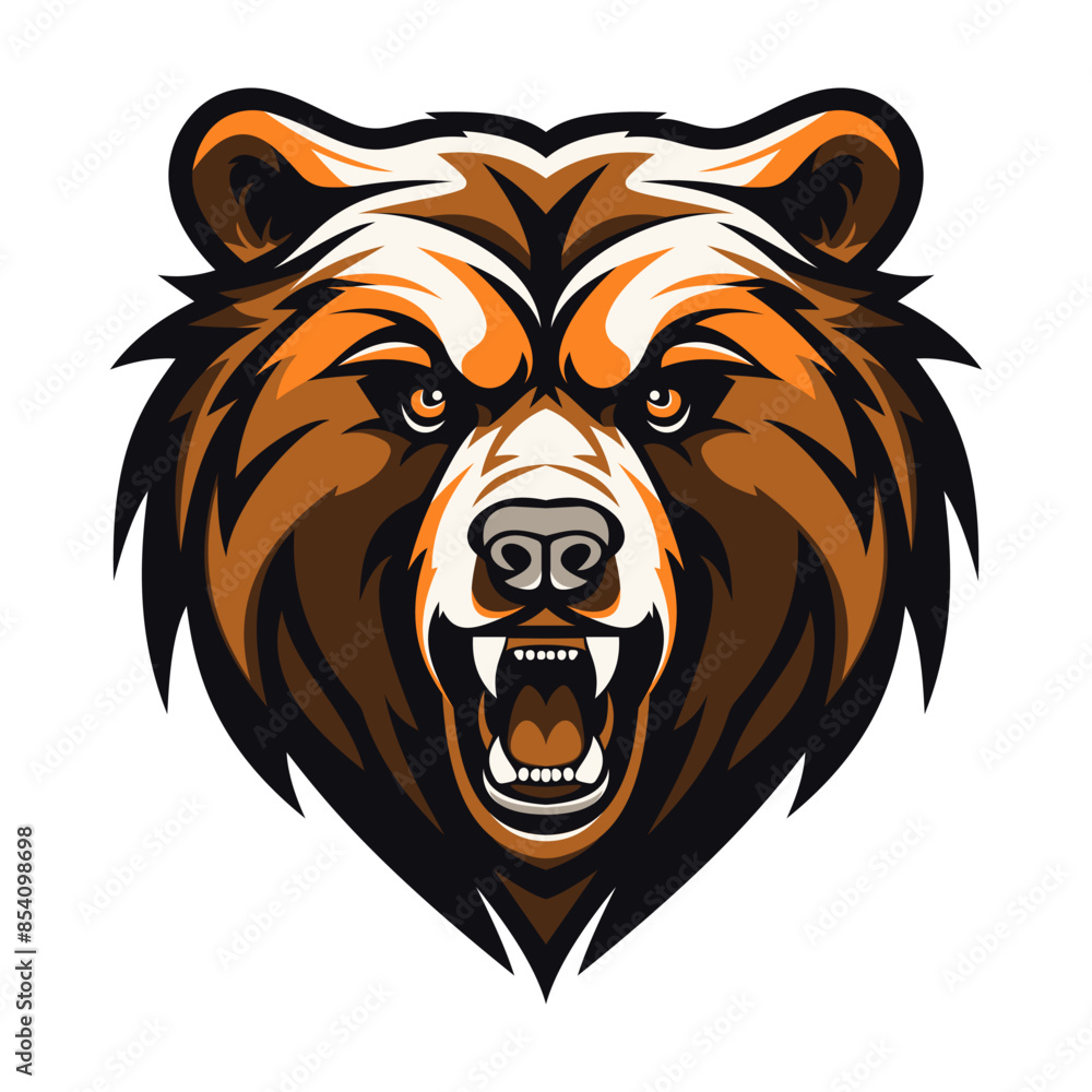 Bear logo vector illustration. Roaring bear for logo or mascot. Angry grizzly for the design. Grizzly head. Bear logo vector illustration. Roaring bear for logo or mascot. Angry grizzly for the design. Grizzly head.