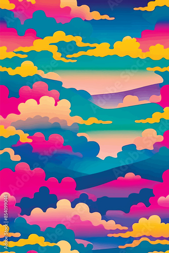 A collection of backgrounds with cloud patterns in a modern style. These vibrant and richly colored designs create unique and eye-catching compositions. Perfect for adding text and creating stylish vi