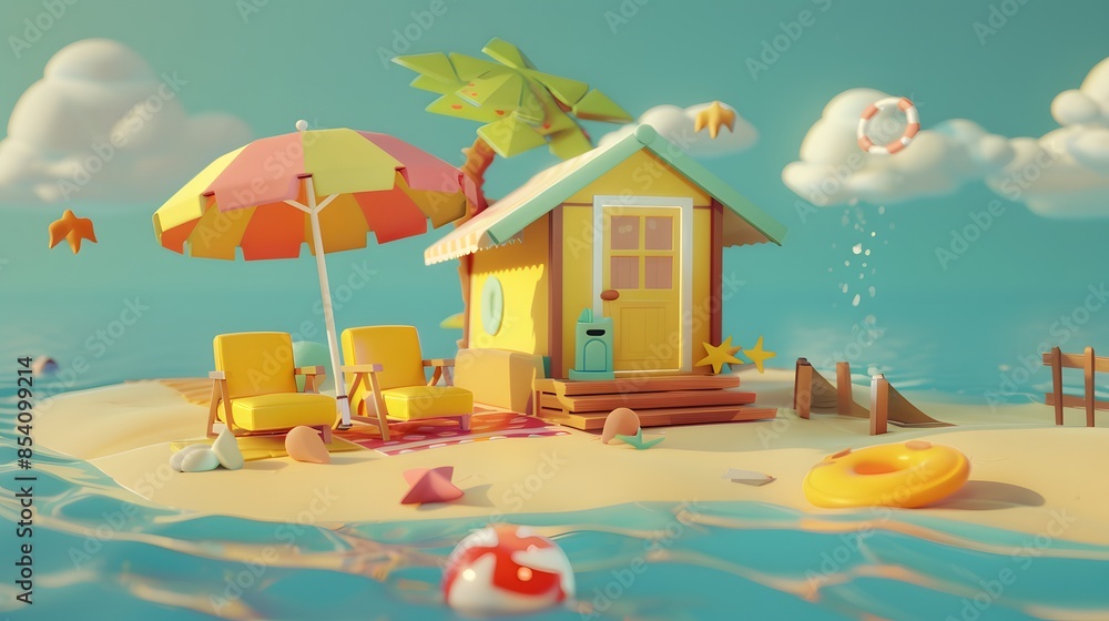 Obraz premium 3D Illustration of beach chairs