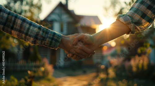 Business Partners Shaking Hands After Signing Real Estate Contract Generative AI