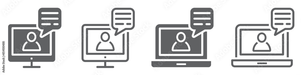 Set of icons online training in computer and laptop. Webinar symbol, video conference, e-learning. Distance workshop, online course, video tuition, vector. Set of icons online training in computer and laptop. Webinar symbol, video conference, e-learning. Distance workshop, online course, video tuition, vector.