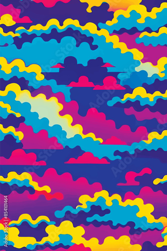 A collection of backgrounds with cloud patterns in a modern style. These vibrant and richly colored designs create unique and eye-catching compositions. Perfect for adding text and creating stylish vi