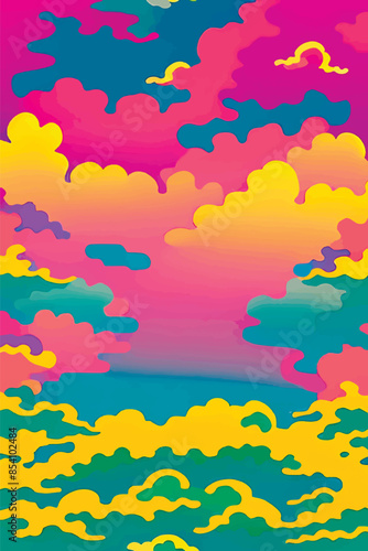 A collection of backgrounds with cloud patterns in a modern style. These vibrant and richly colored designs create unique and eye-catching compositions. Perfect for adding text and creating stylish vi