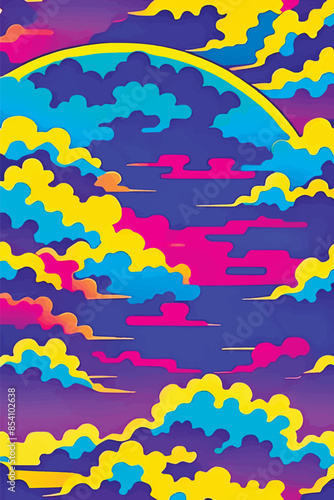 A collection of backgrounds with cloud patterns in a modern style. These vibrant and richly colored designs create unique and eye-catching compositions. Perfect for adding text and creating stylish vi