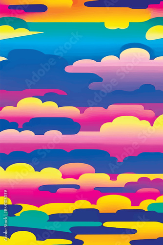 A collection of backgrounds with cloud patterns in a modern style. These vibrant and richly colored designs create unique and eye-catching compositions. Perfect for adding text and creating stylish vi