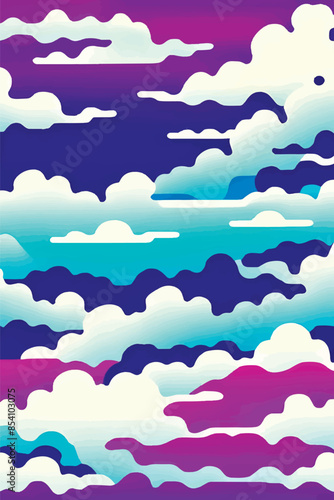 A collection of backgrounds with cloud patterns in a modern style. These vibrant and richly colored designs create unique and eye-catching compositions. Perfect for adding text and creating stylish vi