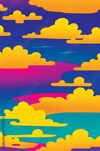 A collection of backgrounds with cloud patterns in a modern style. These vibrant and richly colored designs create unique and eye-catching compositions. Perfect for adding text and creating stylish vi