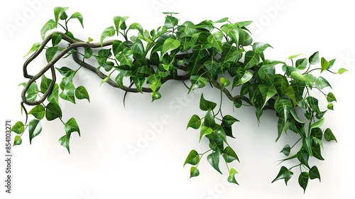 Wallpaper Mural realistic twisted jungle branch with plant growing isolated on a white background Torontodigital.ca