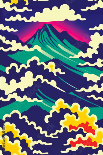 A collection of backgrounds with cloud patterns in a modern style. These vibrant and richly colored designs create unique and eye-catching compositions. Perfect for adding text and creating stylish vi