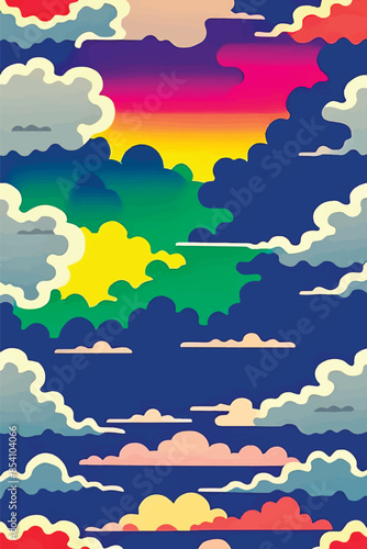 A collection of backgrounds with cloud patterns in a modern style. These vibrant and richly colored designs create unique and eye-catching compositions. Perfect for adding text and creating stylish vi