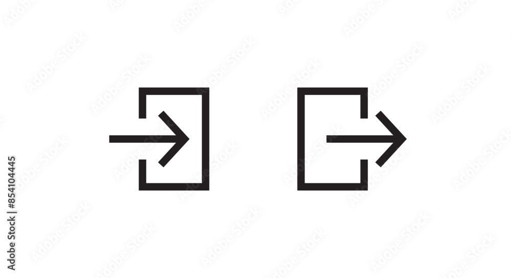 Arrow icon Emergency exit, Logout and output, outlet, out symbol. Safe condition line and flat icons set, editable stroke isolated on white, linear vector outline illustration Arrow icon Emergency exit, Logout and output, outlet, out symbol. Safe condition line and flat icons set, editable stroke isolated on white, linear vector outline illustration
