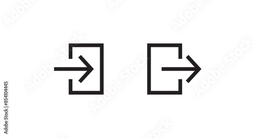 Arrow icon Emergency exit, Logout and output, outlet, out symbol. Safe condition line and flat icons set, editable stroke isolated on white, linear vector outline illustration