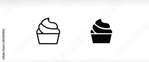 cream cupcake muffin icon illustration confectionery icon button, vector, sign, symbol, logo, illustration, editable stroke, flat design style isolated on white Sweet food