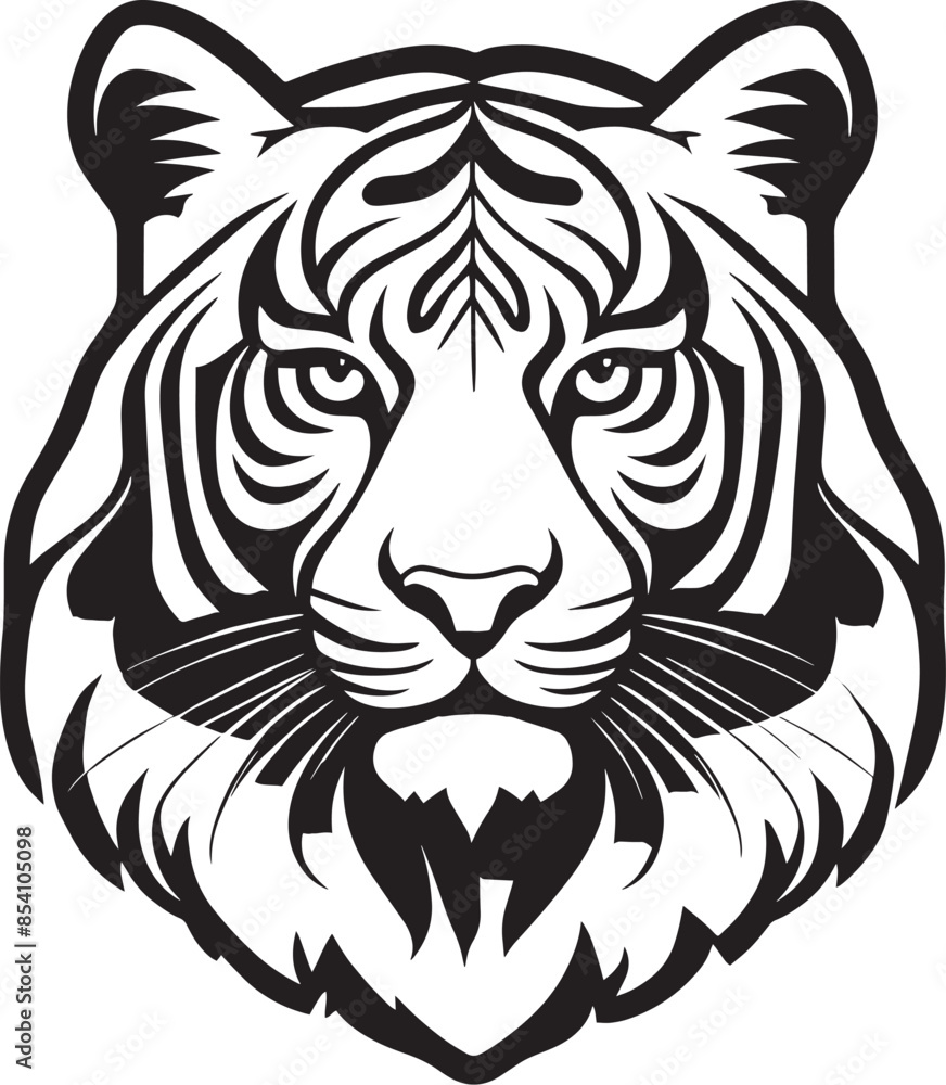 Tiger head vector logo laser cut file, png overlay image, eps, cnc, isolated, wild animal face illustration for decal, stickers, engraving, black line art, silhouette of tiger tattoo Tiger head vector logo laser cut file, png overlay image, eps, cnc, isolated, wild animal face illustration for decal, stickers, engraving, black line art, silhouette of tiger tattoo