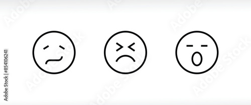 Irritated angry mad emoji, angry icons button, vector, sign, symbol, logo, illustration, editable stroke, flat design style isolated on white linear pictogram