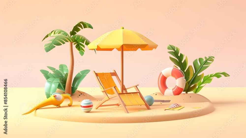 Obraz premium 3D Illustration of beach chairs