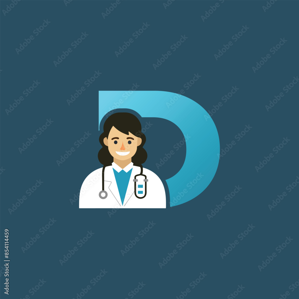 Initial Letter D Doctor icon Logo Design Vector Graphic Emblem Illustration. Initial Letter D Doctor icon Logo Design Vector Graphic Emblem Illustration.