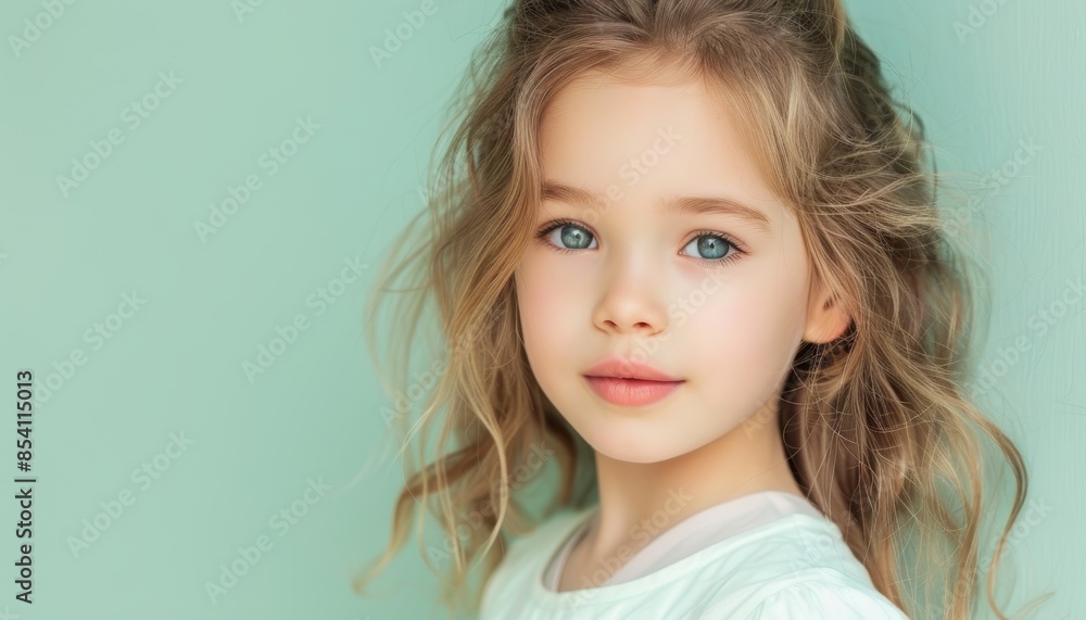 Beauty Portrait Against Pastel Green Background Generative AI Beauty Portrait Against Pastel Green Background Generative AI