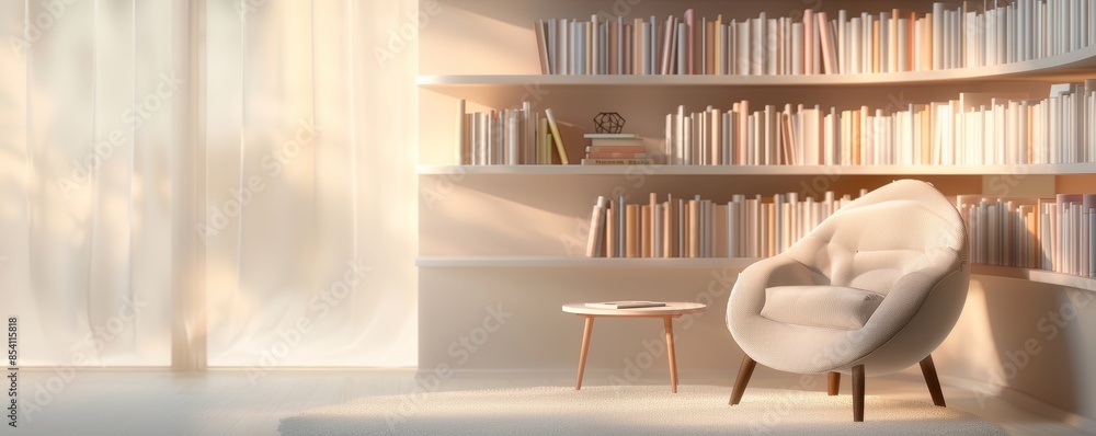 Cozy Reading Nook with Crescent Moon Chair Generative AI