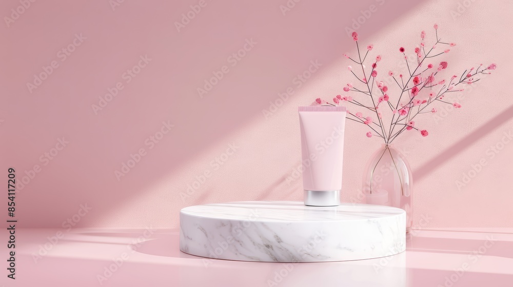 3D platform made of white marble stone, sophisticated podium for displaying products, pastel shadow effects, abstract minimal studio setup, ideal for cosmetics 3D platform made of white marble stone, sophisticated podium for displaying products, pastel shadow effects, abstract minimal studio setup, ideal for cosmetics