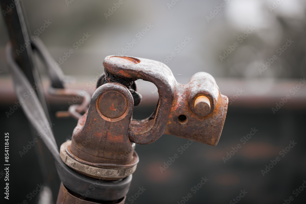 Close up shot of metal coupler, Knuckle joint Close up shot of metal coupler, Knuckle joint