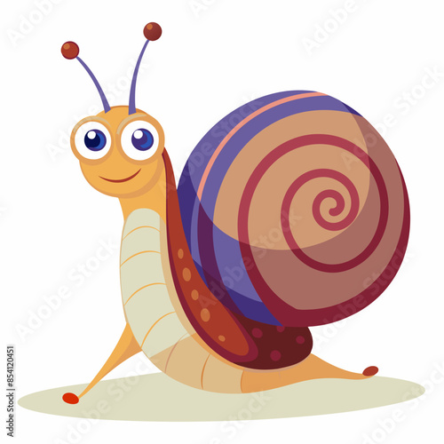 Vector illustration of a snail with a multicolor shell: the perfect addition to your nursery decor.
